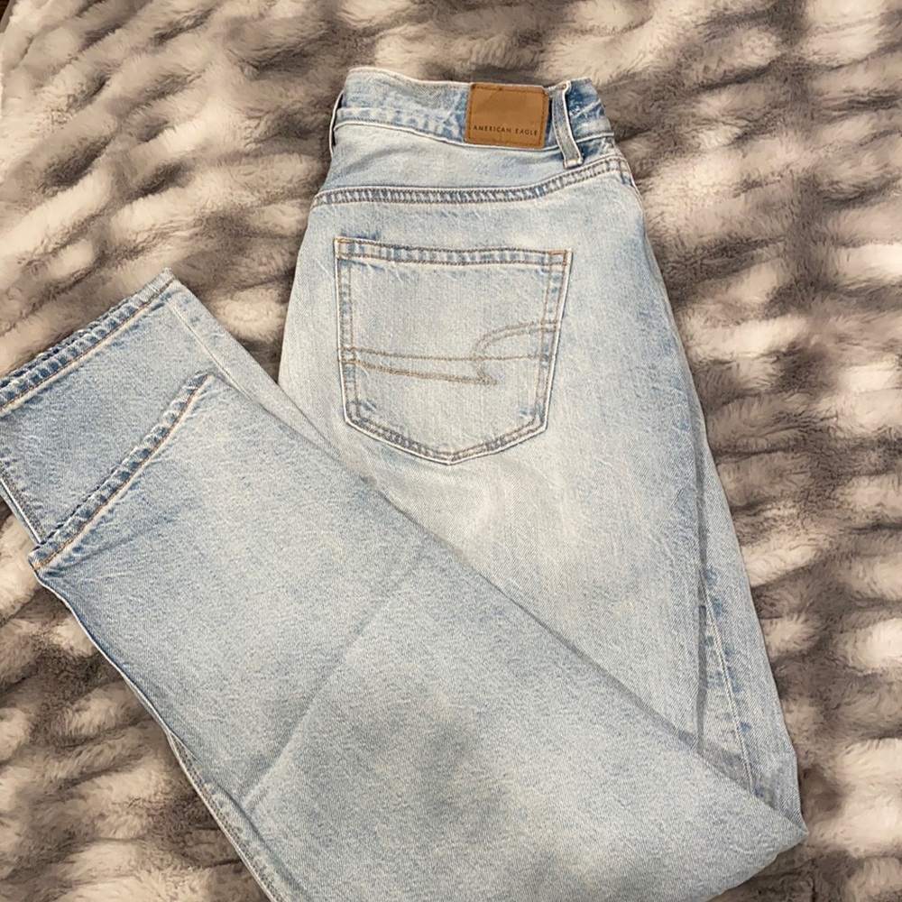 Distressed mom jeans